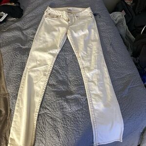 True Religion Cream Straight Leg Jeans